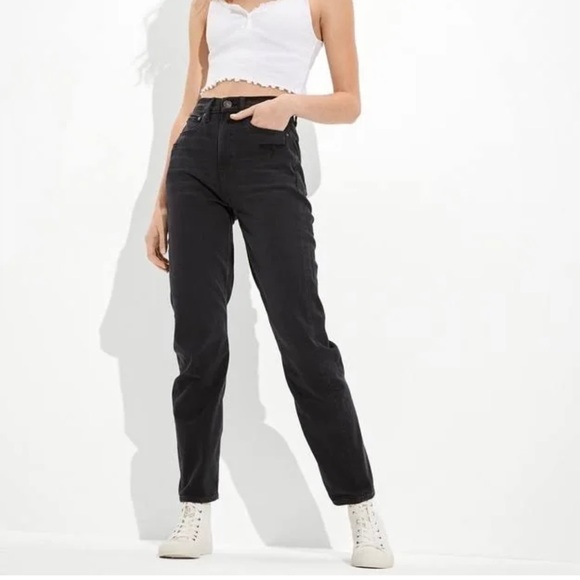 American Eagle Highest Rise 90s Boyfriend Black Jeans Womens Size 6 Regular - Picture 2 of 4